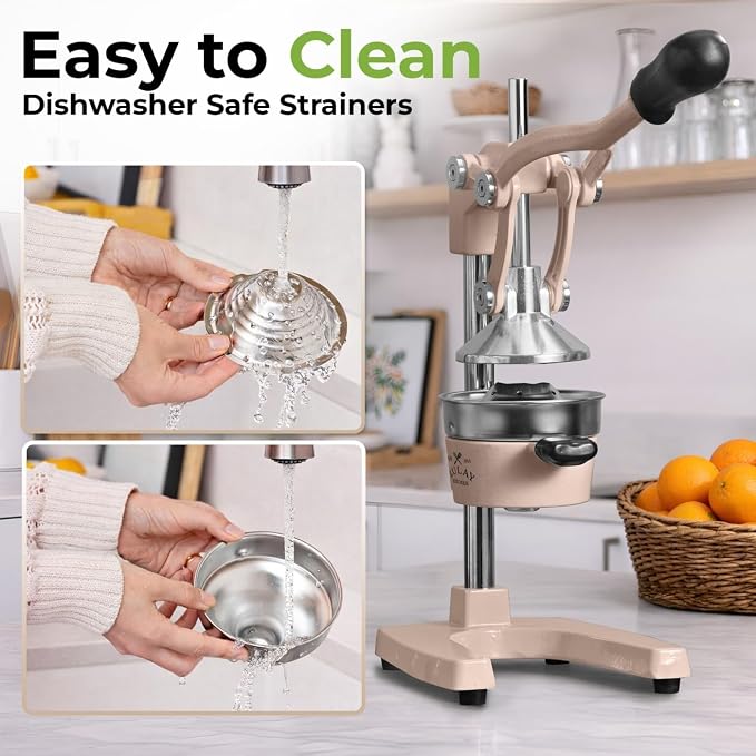 Zulay Kitchen Cast Iron Juicer - Heavy Duty Manual Juicer with Detachable Strainers for Easy Cleaning, Orange Juice Press for Citrus Fruits, Perfect for Bartenders, Juice Lovers & Health Enthusiasts