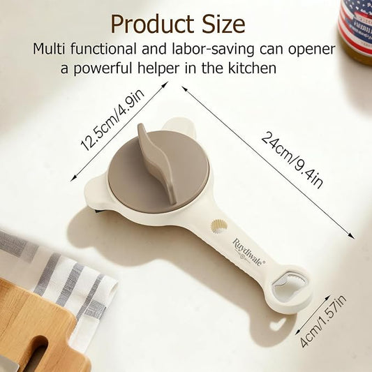 4-in-1 Jar Opener, Adjustable Jar Opener for Seniors, Kitchen Tool Designed Specifically for Seniors and Those with Limited Physical Strength, Suitable for Beer, Salad Dressing, Jar (Beige)