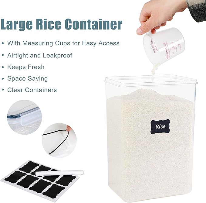2 PC Flour Sugar Storage Containers (8.5L | 287 Oz) Extra Large Food Storage Containers with Lids - Airtight Leakproof BPA FREE Flour Container for Rice, Cereal, Sugar