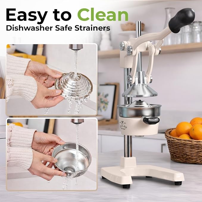 Zulay Kitchen Cast Iron Juicer - Heavy Duty Manual Juicer with Detachable Strainers for Easy Cleaning, Orange Juice Press for Citrus Fruits, Perfect for Bartenders, Juice Lovers & Health Enthusiasts
