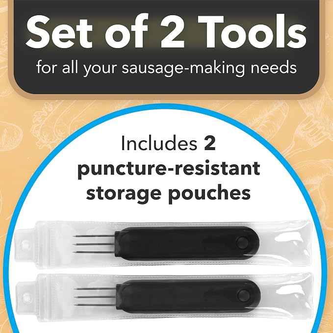 IMPRESA Extra Long Sausage Pricker Tool - Burst Prevention & Sausage Casing Pricker - Comfort Grip & Meat Tenderizer - Pack of 2, 6.5 x 1 in
