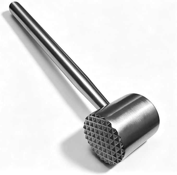 304 Stainless Steel Meat Tenderizer Mallet, Dual-Sided Meat Hammer for Steak & Chicken | meat tenderizer mallet with dual-sided design for tenderizing and flattening steak, chicken, pork. Dishwasher safe