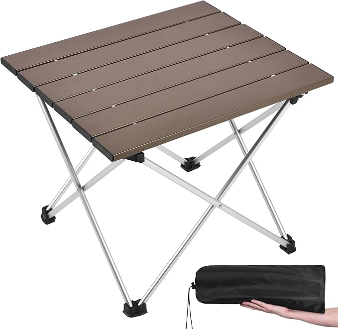 Grope Portable Camping Table,Aluminum Folding Beach Table (Coffee-S) | Portable & Easy to Carry, With Carry Bag for Camping, Prefect for Outdoor, Picnic, BBQ, Cooking, Festival, Beach, Home Use