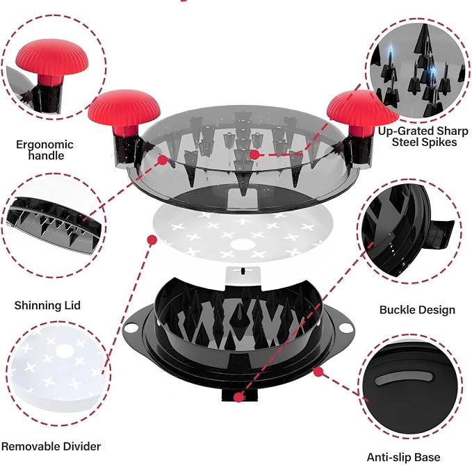 Chicken Shredder Tool Twist Large Chicken Breast Shredder Tool-Meat Shredder Meat Masher for Chicken Ground Beef Pork with Up-grated Stainless Steel Spikes Kitchen Gadgets Essentials (Red&Black)