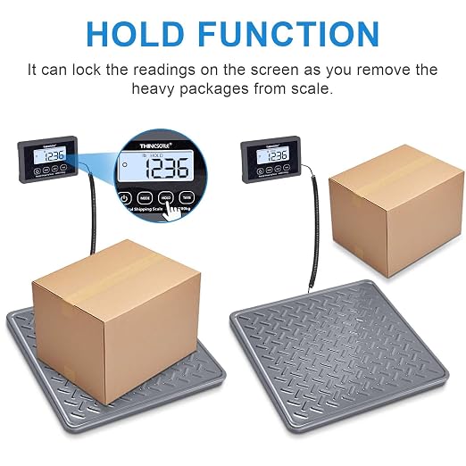 THINKSCALE Shipping Scale, 440 lb x 1 oz Heavy Duty Digital Postal Scale | Alloy Steel Platform with Hold, Tare & Backlit LCD, Package & Luggage Scale, Battery & AC Adapter Included