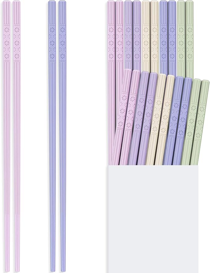 Hiware 10-Pair Reusable Fiberglass Chopsticks, Non-Slip Chop Sticks Set Japanese Style, Dishwasher Safe, 9.5-Inch