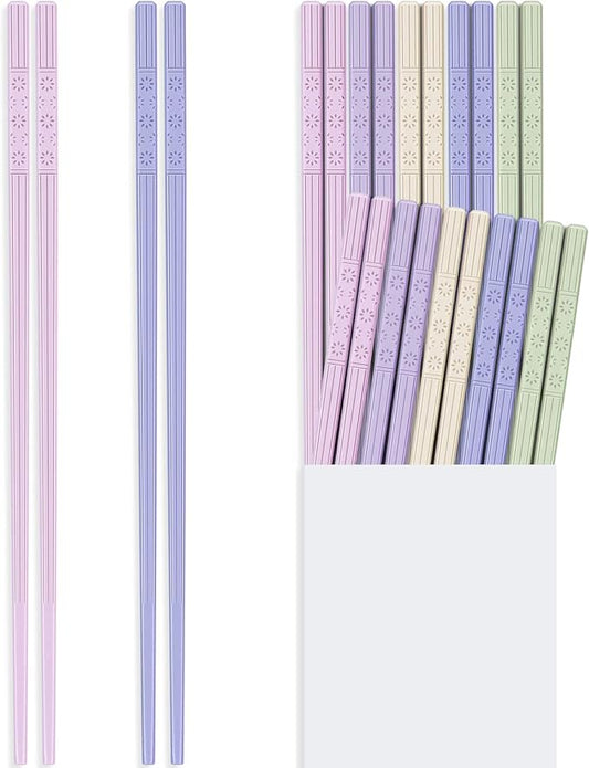 Hiware 10-Pair Reusable Fiberglass Chopsticks, Non-Slip Chop Sticks Set Japanese Style, Dishwasher Safe, 9.5-Inch