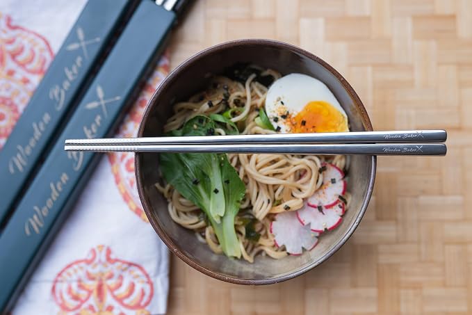 Premium Stainless Steel (316 Grade) Chopsticks with Travel Case and Anti -Slip Design (Small)