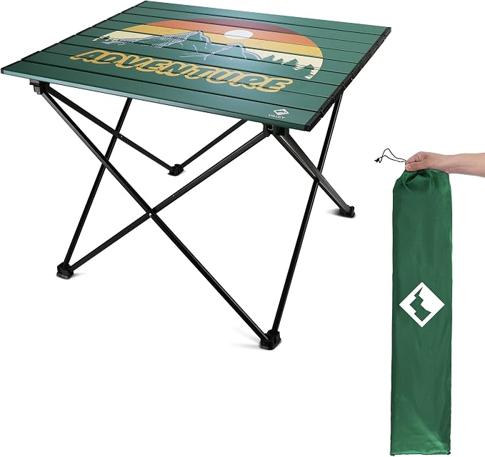 VILLEY Portable Camping Side Table, Ultralight Aluminum Folding Beach Table | Lightweight & Portable, Aluminum Folding Table with Carry Bag for Camping, Outdoor Cooking, Beach, Picnic, Boat & Travel