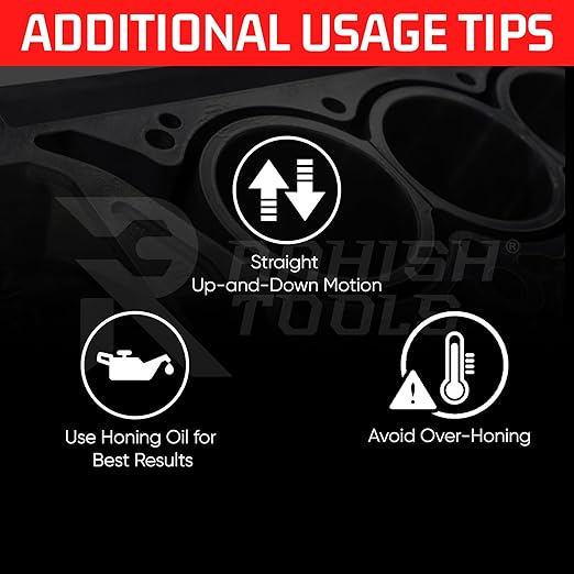 Engine Cylinder Hone Kit 34mm to 60mm with 4 Extra Carriers Adjustable Handheld Honing Machine Tool Kit with 16 Stones Sizes 3" x1/4" x1/4" - Works for Mid-Size to Larger Car Engines