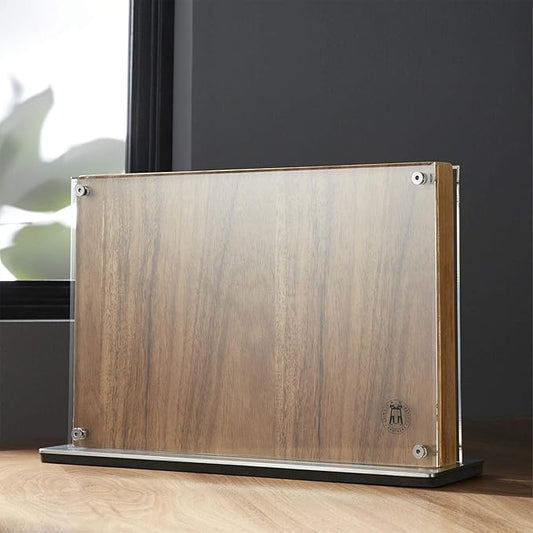 Schmidt Brothers - Acacia Downtown Magnetic Knife Block, Acacia Hardwood and Acrylic Shield, Universal Cutlery Storage For 16-18 Knives