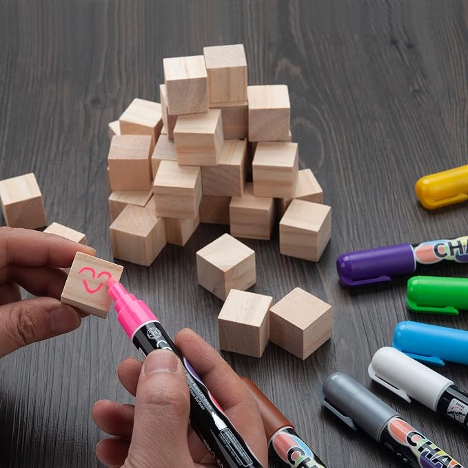 Wooden Blocks for Crafts 1 inch, 50 PCS Blank Wood Blocks for Crafting, Small Wooden Cubes Unfinished Solid Wood Squares for DIY Projects, Model Making, Letter Dices, Stamps