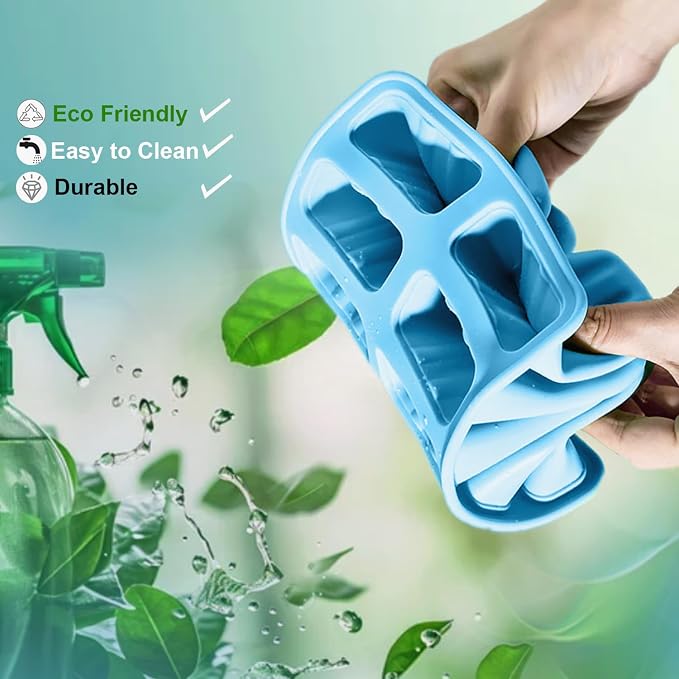 Silicone Popsicle Molds 10 Pcs Ice Pop Maker Molds with 10 Reusable Sticks, Cleaning Brush and Funnel - Homemade Easy-Release Reusable Popsicle Moulds Shapes (Blue)