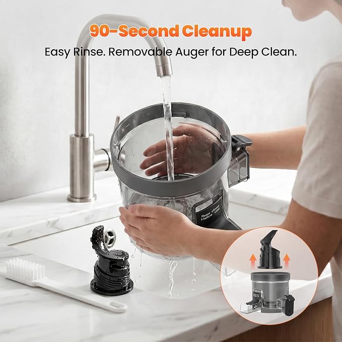 TECHRISE Cold Press Juicer – 6" Wide Chute Fits Whole Fruits & Veggies, Slow Juicer with Ice Cream Maker, 300W Motor, Easy Cleanup, Blade-Free Safety – Bring the Goodness Home for Your Family