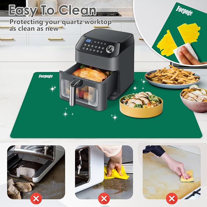Extra Large Silicone Mat for Resin 36.2" x 24" 2MM Thick Silicone Craft Mat | for Table, Multifunction Silicon Matt for Kitchen Countertop Protector Heat Resistant Placemat by Foepoge(Dark Green)
