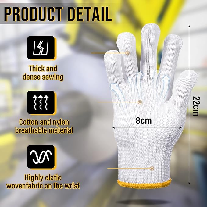 SATINIOR 36 Pairs Work Gloves White Cotton Polyester Liners Safety Work BBQ Gloves Liners Men Women Hand Protection