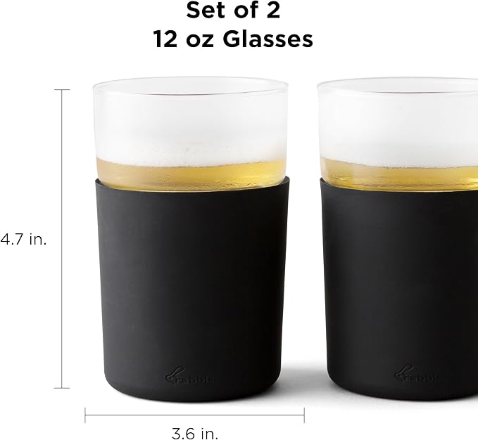 Rabbit Freezable Beer Glasses, 2 Count (Pack of 1), Black