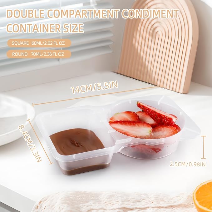 Reusable Snack Containers with Lids: Snack Pack Containers 20Pcs - Snackle Box Container Portion Control - Meal Prep Containers - Double Compartment Snack Containers for Travel - Camping Essentials