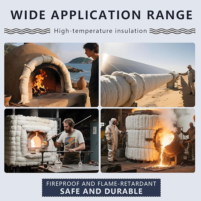 eieioo Ceramic Fiber Insulation, 2300F Ceramic Fiber Blanket, 24"x12"x0.5" Thick Fireproof Insulation Blanket for Wood Stove Baffle, Fireplace, Forges, Pizza Ovens, Chimney, Boiler(24"x12"x0.5")