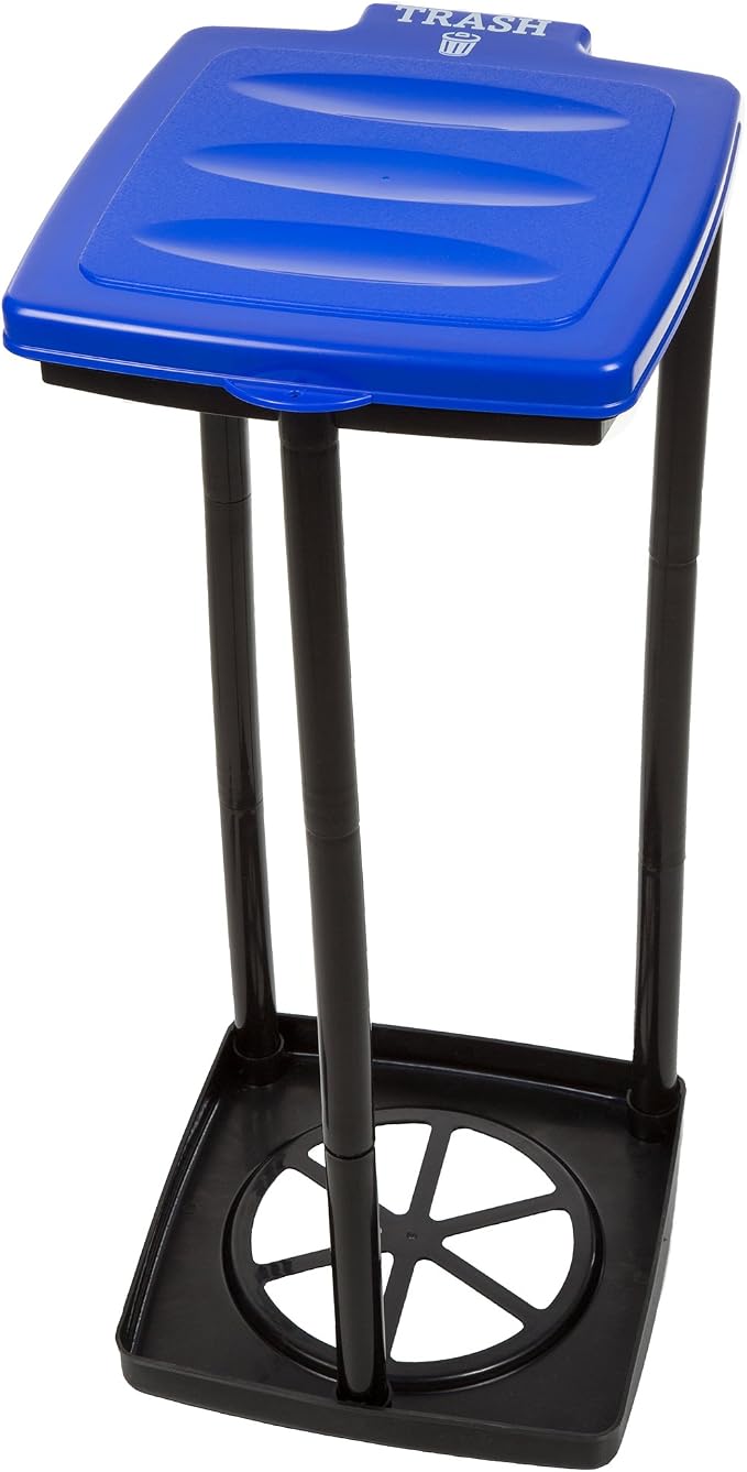 Portable Trash Bag Holder – Collapsible 13-Gallon Garbage Bin for Indoor/Outdoor Use, Camping, Recycling, and Parties – Durable Plastic Trash Can by Wakeman Outdoors (Blue)