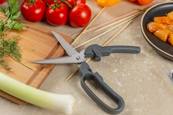 Kuhn Rikon Pro Kitchen Shears Plus | Heavy-Duty Stainless Steel Blades, Built-In Herb Stripper, Bottle Opener