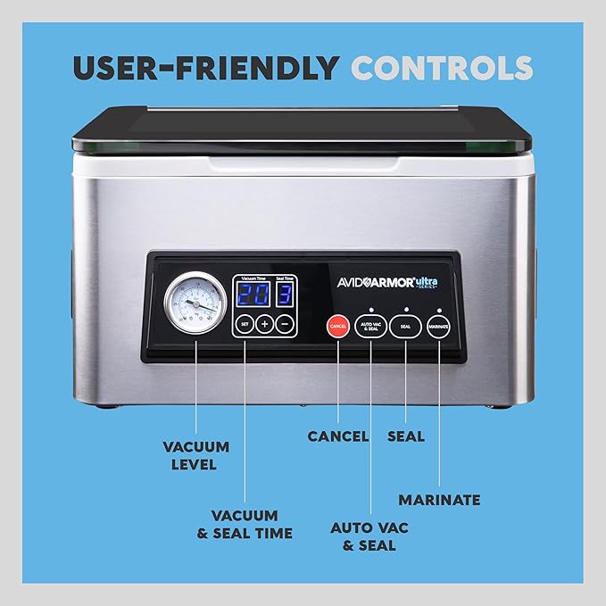 Avid Armor Chamber Vacuum Sealer Machine USV20 Ultra Series for Wet Foods, Meat Vacuum Packing Machine, Compact with 11.5-Inch Vaccum Sealer Bar