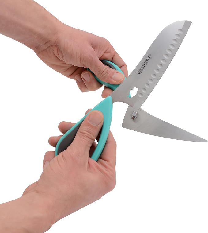Westcott Titanium-Bonded Soft Handle Kitchen Pizza Scissors with Detachable Handles, Teal - 9-Inch Kitchen Shears for Cutting Pizza, Prepping Vegetables, and More
