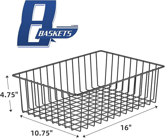 Simple Trending 8 Pack Large Wire Baskets for Organization, Metal Pantry Storage Baskets for Cabinet, Kitchen, Garage, Bathroom, Black