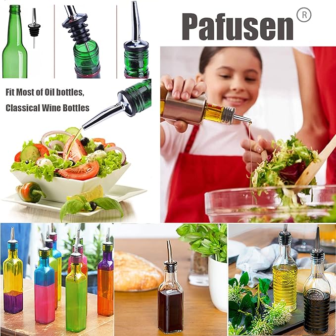 Pafusen 12 Pack Liquor Bottle Pourers, Liquor Pour Spout for Liquor Bottles, Stainless Steel Olive oil Dispenser Spout, Alcohol Pourer Spouts Dust Caps Long Covers, Gold