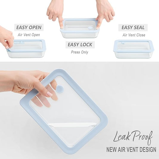 Urban Green glass storage containers with lids (Blue&Pink-5RS)