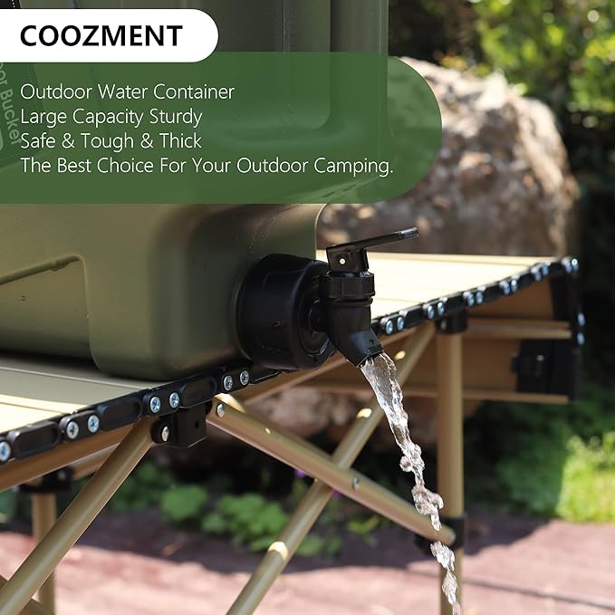 COOZMENT 3.2 Gallon/5 Gallon Water Containers with Spigot, BPA Free Water Jug, Military Green Water Tank, Multifunction Water Storage Containers for Camping Outdoor Hiking,Emergency Storage