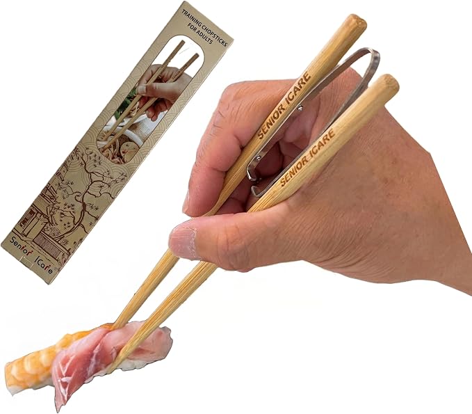 Training Chopsticks for Adults, Chopstick Helper and Trainer for Beginners | Reusable Not Disposable Dishwasher Safe No Microwave Right Left Hand Spring Connector Gift Box Included Made Vietnam