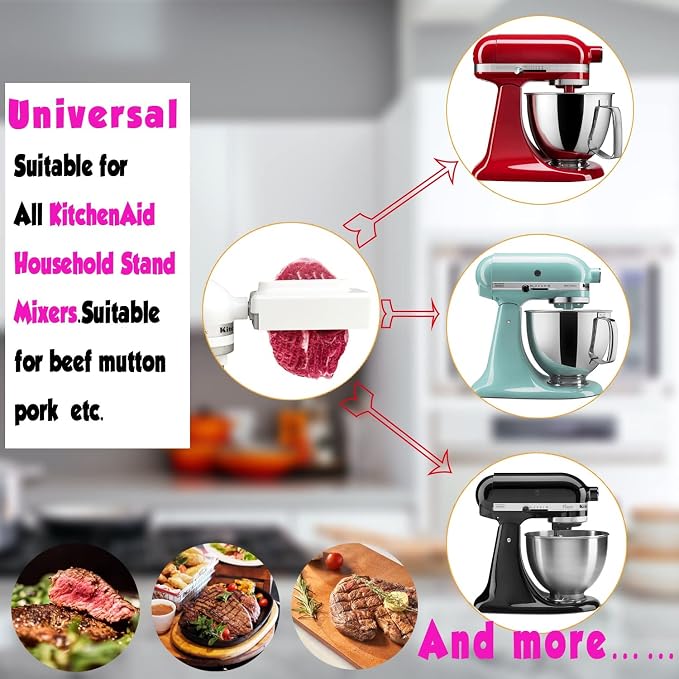 [UPGRADE] Meat Tenderizer Attachment for All KitchenAid Household Stand Mixers- Mixers Accesssories [No More Jams,No More Break,Easier to clean]