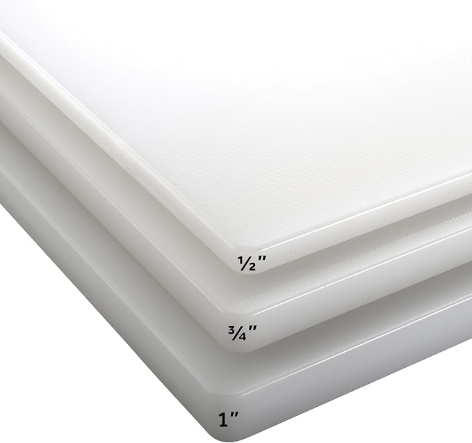 Winco 15" x 20" White Heavy-Duty Plastic Cutting Board (Set of 4) | Dishwasher safe, Stain resistant, Minimizes dulling, Great for Charcuterie, Cheese, Appetizers and Buffet Displays