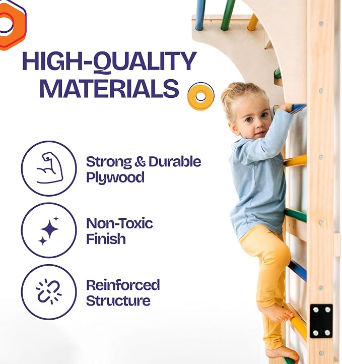ComfyBumpy Swedish Ladder with Convertible Play Table | Montessori Climbing Set for Kids, Indoor Playground & Jungle Gym - Wall Climbing Toy for Active Play & Table | 400lbs Capacity (Set of 1)
