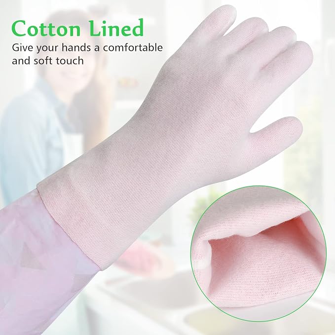 Household Cleaning Gloves 3 Pairs Reusable Dishwashing Gloves Latex Free, Non-Slip Kitchen Glove with Cotton Lined, Waterproof Dish Washing Gloves