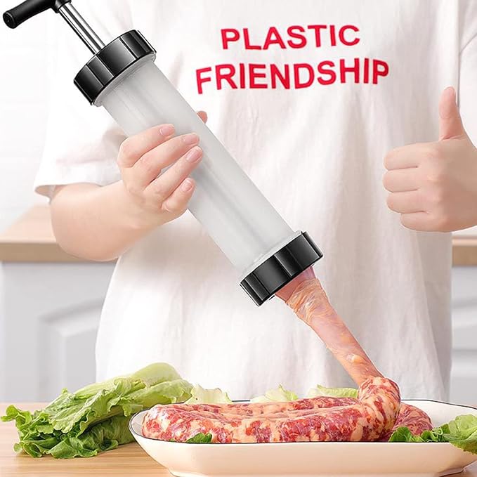 Sausage Stuffer - Homemade Manual Sausage Maker, Fast Meat Filling Machine, Food Grade Kitchen Sausage Stuffer Tool for Household Use (3 Stuffing Tubes)