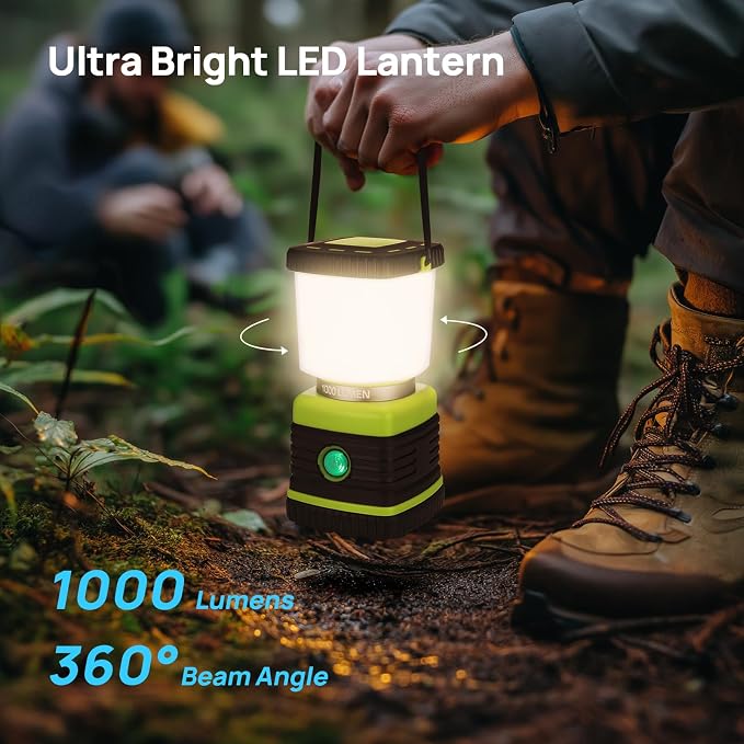 LED Camping Lantern, Consciot Battery Powered LED Lantern Flashlight, 1000LM, 4 Light Modes, IPX4 Waterproof, Survival Kits for Indoor Outdoor, Emergency Light for Home Power Outages, Hurricane, Storm | IPX4 Waterproof LED Flashlight, Survival Kits for...