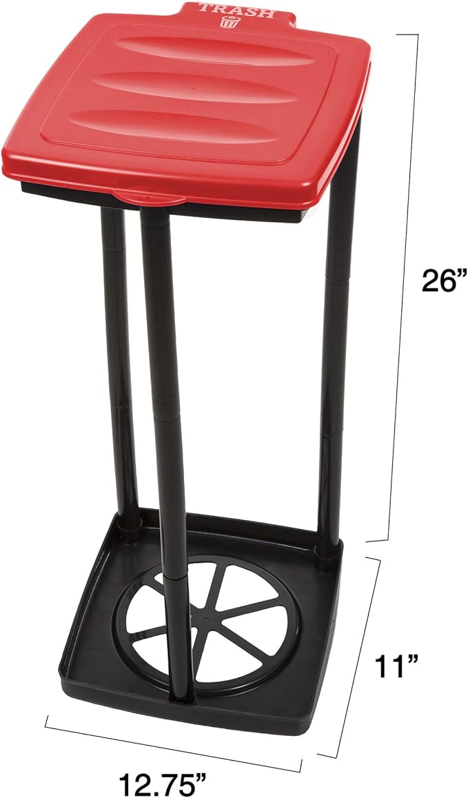 Portable Trash Bag Holder – Collapsible 13-Gallon Garbage Bin for Indoor/Outdoor Use, Camping, Recycling, and Parties – Durable Plastic Trash Can by Wakeman Outdoors (Red)