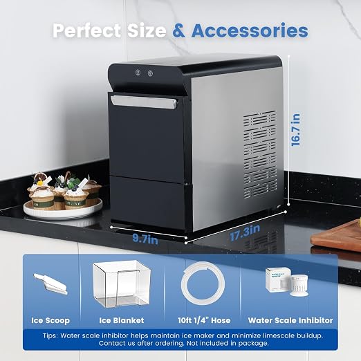 Gevi V2.0 Nugget Ice Maker, 38lbs/24H Countertop Pellet Ice Machine with Self-Cleaning, Energy-Efficient, Chewable Pebble Ice Maker for Home Kitchen, Office, Great Gift