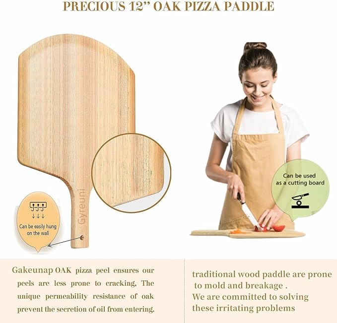 4 PCS Rectangle Pizza Stone Set, 15" Large Pizza Stone for Oven and Grill with Pizza Peel(OAK), Pizza Cutter & 10pcs Cooking Paper for Free, Baking Stone for Pizza, Bread,BBQ (Pack of 2)