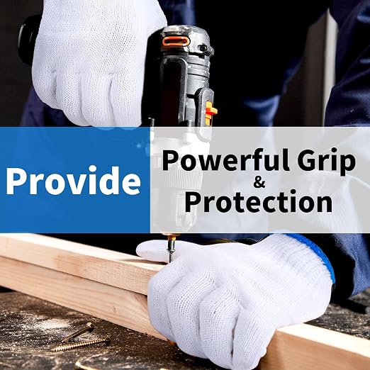 White Gloves Men Women, 12 Pairs Cooking Gloves for BBQ, Cooking, Grilling, Oven, Heat Resistant, Mechanics, Welding, Gardening Field Dressing Safty Work Gloves Bulk, Medium