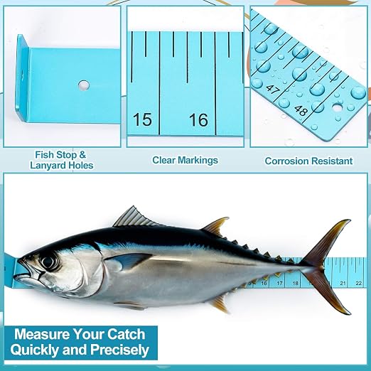 Zonon 2/15" x 2" x 48" Fish Measuring Board Anodized Aluminum Fish Ruler Blue Corrosion Resistant Boat Measuring Tool for Fishing Competition Fresh and Salt Water