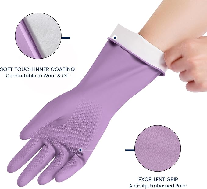 SIFANGKE Rubber Cleaning Gloves for Dishwashing, 12 Pairs Reusable Kitchen Gloves for Washing Dishes and Household Cleaning