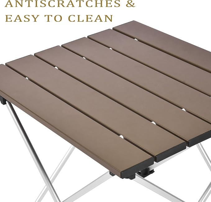 Grope Portable Camping Table,Aluminum Folding Beach Table (Coffee-S) | Portable & Easy to Carry, With Carry Bag for Camping, Prefect for Outdoor, Picnic, BBQ, Cooking, Festival, Beach, Home Use