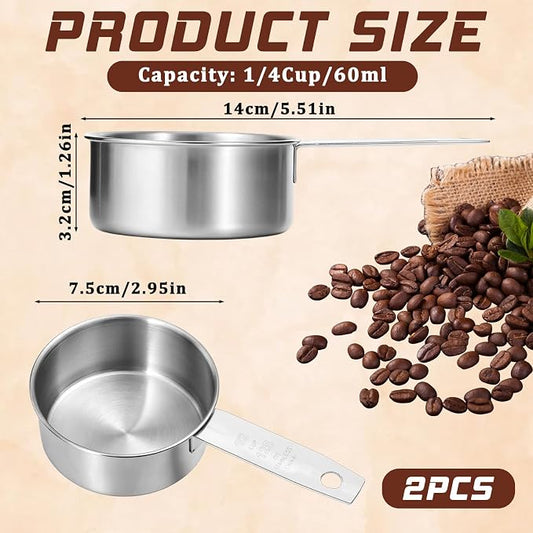 1/2 Cup Stainless Steel Measuring Cup, 2 Pcs (125 ml, 125 cc, 4 oz) Dog Food Scoop 1/2 Cup Scoop Half Metal Measuring Scoops for Feeding Pet, Wet and Dry Ingredients, Kitchen Cooking, Dishwasher Safe