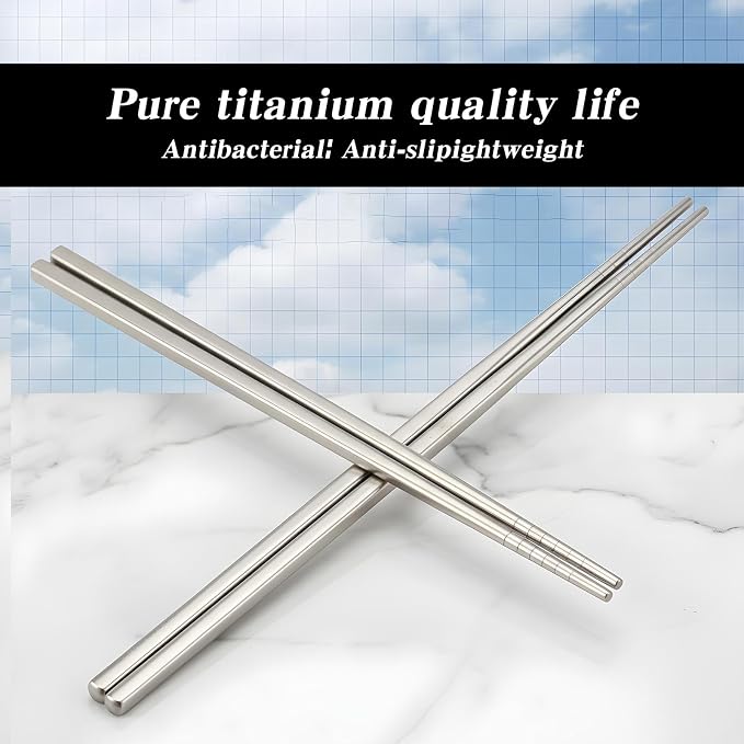 2 Pairs Titanium Alloy Chopsticks 2 Sizes Reusable Chopstick | Non-Slip Portable Dishwasher Chopstick with Carry Case for Travel Camping Home (9inch,7.4inch)