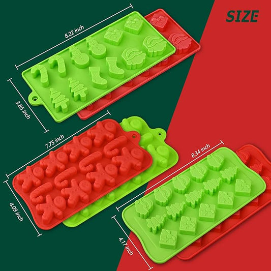 Actvty Christmas Chocolate Molds, Silicone Candy Molds, 6 Packs Santa Clause Snowman Gingerbread Man Shape Xmas Theme Baking Molds for Chocolate, Candy, Gummy, Jello, Wax Melts, Party Decor