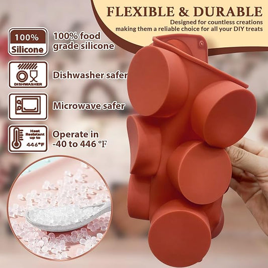 HKNMTT Round Silicone Molds 3 PCS, 12-Cavity 2.1" Round Cylinder Chocolate Covered Cookie Mold, Food Grade Non-Stick Baking Moulds for Candy Handmade Soap Pudding Jello Mini Cake Jelly Brownie
