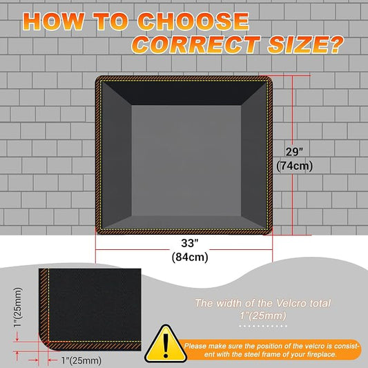 Fireplace Cover, Draft Stopper for Brick Fireplace, Fireplace Flue Blocker, Indoor Fireplace Blanket for Heat Loss, Winter and Summer, Black, 33x29 Inches